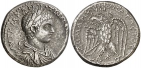 (219 d.C.). Eliogábalo. Siria. Antioquía ad Orontem. Tetradracma. (S.GIC. 3096 var) (BMC XX, 421). 13,45 g. MBC+.