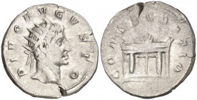 (250-251 d.C.). Octavio Augusto. Antoniniano. (Spink 9459) (S. 578) (RIC. 78, de Trajano Decio). 3,63 g. Restitución de Trajano Decio. Muy escasa. MBC...