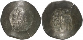 Manuel I, Comneno (1143-1180). Constantinopla. Aspron trachy de vellón. (S. 1966) (Ratto 2127). 4,45 g. Pequeña grieta radial. MBC.