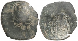 (1204-1261). Imperio Latino de Constantinopla. Imitación de los cruzados de un trachy bizantino. (Seaby "Bizantine" 2048) (MPS. 36). 1,61 g. BC+.