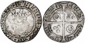 Alfons IV (1416-1458). Perpinyà. Croat. (Cru.V.S. 825.9) (Cru.C.G. 2868l). 2,69 g. Rayita en anverso. Escasa. BC+/MBC-.
