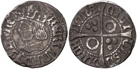 Ferran II (1479-1516). Barcelona. Croat. (Cru.V.S. 1139) (Cru.C.G. 3068a). 3 g. Pátina oscura. MBC.