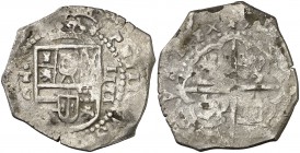 (1602-1615). Felipe III. Toledo. C. 4 reales. (Cal. tipo 95). 13,70 g. Oxidaciones limpiadas. (MBC-).