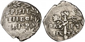 s/d. Italia. Felipe III. Nápoles. (C/FC). 3 cinquinas. (Vti. tipo 48) (MIR. 212). 2,04 g. Ex Áureo 03/03/1999, nº 1450. MBC-.