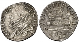 (1)619. Italia. Felipe III. Nápoles. FC/C. 15 granos. (Vti. 228) (MIR. 208/2). 3,69 g. MBC.