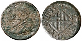 1635. Felipe III (IV). Barcelona. 1 ardit. (Cru.C.G. 4420h) (Cal. 1234). 1,55 g. BC/MBC-.