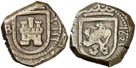 1623. Felipe IV. Burgos. 8 maravedís. (Cal. 1253) (J.S. F-4). 6,24 g. MBC.