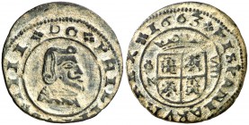 1663. Felipe IV. Granada. N. 8 maravedís. (Cal. 1364) (J.S. M-245). 2,20 g. Buen ejemplar. MBC+.