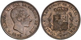 1879. Alfonso XII. Barcelona. OM. 5 céntimos. (Cal. 73). 5,13 g. MBC+.
