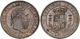 1875. Carlos VII. Oñate. 10 céntimos. (Cal. 8). 9,99 g. Buen ejemplar. MBC+.