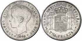 1896*1896. Alfonso XIII. PGV. 1 peseta. (Cal. 41). 5,05 g. Leves marquitas. EBC+.
