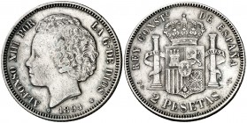 1894*1894. Alfonso XIII. PGV. 2 pesetas. (Cal. 33). 9,96 g. Escasa. MBC-.