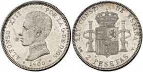 1905*1905. Alfonso XIII. SMV. 2 pesetas. (Cal. 34). 9,95 g. EBC+.