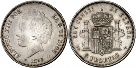 1893*1893. Alfonso XIII. PGV. 5 pesetas. (Cal. 22). 24,94 g. Escasa. MBC.