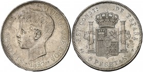 1897*1897. Alfonso XIII. SGV. 5 pesetas. (Cal. 26). 24,87 g. MBC+.