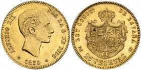 1879*1879. Alfonso XII. EMM. 25 pesetas. (Cal. 9). 8,06 g. EBC-.