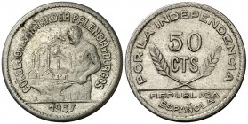 Santander, Palencia y Burgos. 50 céntimos (dos) y 1 peseta. (Cal. 16 y 17). Serie completa de 3 monedas. MBC/MBC+.