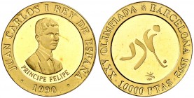 1990. Juan Carlos I. 100000 pesetas. (Fuster MC-76). 3,40 g. Juegos Olímpicos - Barcelona'92. Hockey. S/C.