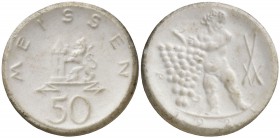1921. Alemania. Sajonia. Meissen. 50 pfennig. 1,68 g. 22 mm. Porcelana. Acuñación realizada por la casa Meissen. EBC.