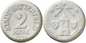 1921. Alemania. Sajonia-Anhalt. Bitterfeld. 2 marcos. 6,24 g. 29 mm. Porcelana. S/C-.