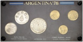 1978. Argentina. 20, 50, 100, 1000, 2000 y 3000 pesos. (Kr. MS5). Mundial de Fútbol-Argentina '78. En expositor oficial. S/C.
