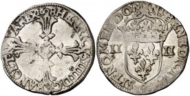1608. Francia. Enrique IV. Rennes. Quart d'écu. (D. 1232). 9,47 g. AG. MBC.