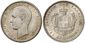 1868. Grecia. Jorge I. A (París). 1 dracma. (Kr. 38). 4,96 g. Bella. EBC+.