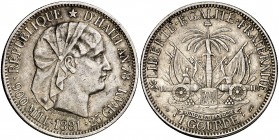 1881. Haiti. 1 gourde. (Kr. 46). 24,82 g. AG. MBC+.