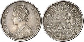 1879. India británica. Victoria. 1 rupia. (Kr. 492). 11,60 g. AG. MBC.