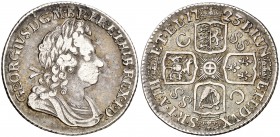 1723. Inglaterra. Jorge I. 1 chelín. (Kr. 539.3). 5,96 g. AG. Escasa. MBC.