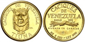 (1957). Venezuela. Caracas. (20 bolívares). (Fr. falta) (Kr.UWC. MB86). 5,97 g. AU. Caciques de Venezuela - Tiuna. S/C.