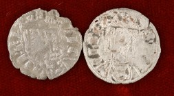 Sancho IV (1284-1295). León y Sevilla. Cornado. Lote de 2 monedas. A examinar. BC+/MBC-.
