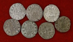 Fernando IV (1295-1312). Dinero. Lote de 7 monedas, cecas diversas. A examinar. MBC-/MBC.