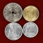 Lote de 4 monedas: 5 céntimos 1941, 10 céntimos 1941, 25 céntimos 1937 y 1 peseta 1953*1956. S/C-/S/C.