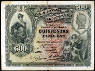 1907. 500 pesetas. (Ed. B105). 15 de julio. Roturas. Raro. BC.