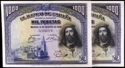 1928. 1000 pesetas. (Ed. C8). 15 de agosto, San Fernando. Pareja correlativa. EBC-.