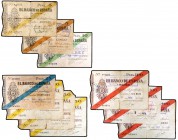 1936. Gijón. 5 (dos), 10, 25, 50 (tres) y 100 pesetas (tres). (Ed. C31 a C35). Lote de 10 billetes, una serie completa. BC-/MBC-.
