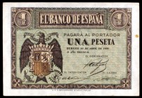 1938. Burgos. 1 peseta. (Ed. D29b). 30 de abril. Serie N. Manchita. EBC-.