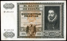 1940. 500 pesetas. (Ed. D40). 9 de enero, Juan de Austria. Raro. MBC-.