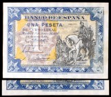 1940. 1 peseta. (Ed. D42 y D42a). 1 de junio, Hernán Cortés. Lote de 2 billetes, sin serie y serie A. EBC-/EBC.