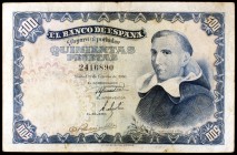 1946. 500 pesetas. (Ed. D53). 19 de febrero, Padre Victoria. Raro. MBC-.