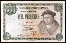 1946. 1000 pesetas. (Ed. D54). 19 de febrero, Luis Vives. Raro. BC+.