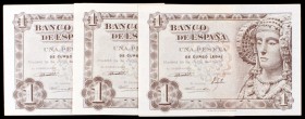 1948. 1 peseta. (Ed. D58a). 19 de junio, La Dama de Elche. Trío correlativo, serie H. S/C-.