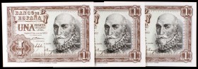 1953. 1 peseta. (Ed. D66a). 22 de julio, Marqués de Santa Cruz. Trío correlativo, serie H. S/C.