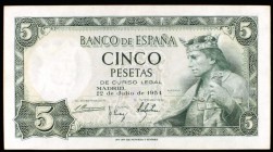 1954. 5 pesetas. (Ed. D67). 22 de julio, Alfonso X. Sin serie. EBC-.