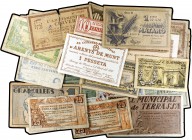 Lote de 34 billetes catalanes de la Guerra Civil. A examinar. BC-/MBC+.