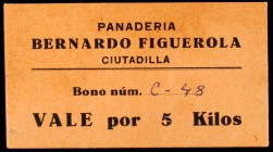 Ciutadilla. Panadería de Bernardo Figuerola. Vale por 5 Kilos. (AL. falta). EBC.