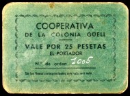 Colonia Güell. Cooperativa. 25 pesetas. MBC.