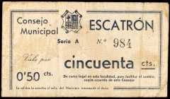 Escatrón (Zaragoza). 50 céntimos. (KG. 330). Escasa. MBC-.