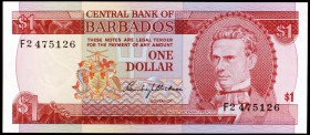 s/d (1973). Barbados. Central Bank. 1 dólar. (Pick 29). S. J. Prescod. S/C.
